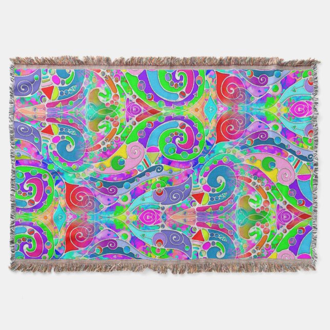 Hand And Digitally Painted Pattern Art 22 Throw Blanket (Front)