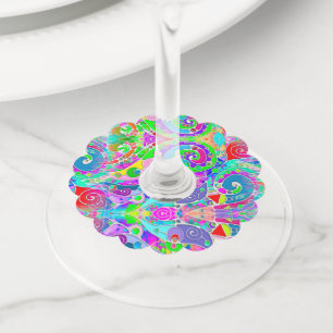 Hand And Digitally Painted Pattern Art 22 Wine Glass Tag