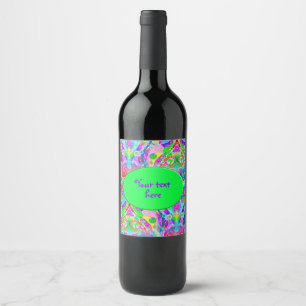 Hand And Digitally Painted Pattern Art 22 Wine Label