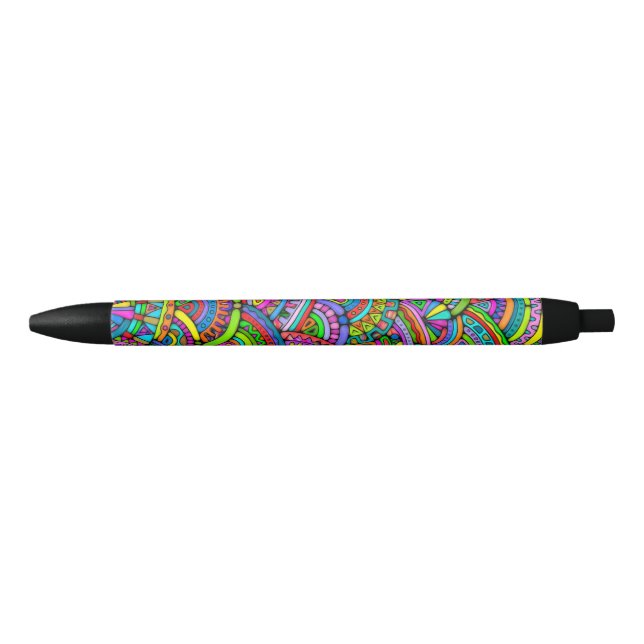 Hand And Digitally Painted Pattern Art 27 Black Ink Pen (Front)