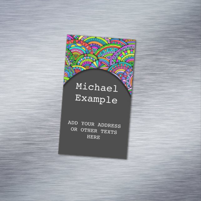 Hand And Digitally Painted Pattern Art 27 Magnetic Business Card (In Situ)