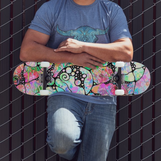 Hand And Digitally Painted Pattern Art 31 Skateboard (Outdoor 3)