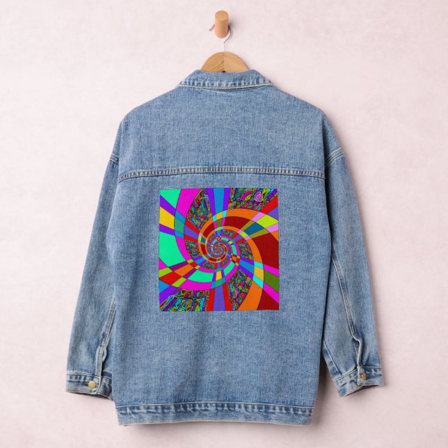 Hand And Digitally Painted Pattern Art 3 Denim Jacket (Hangar)