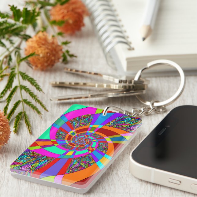 Hand And Digitally Painted Pattern Art 3 Key Ring (Front Right)