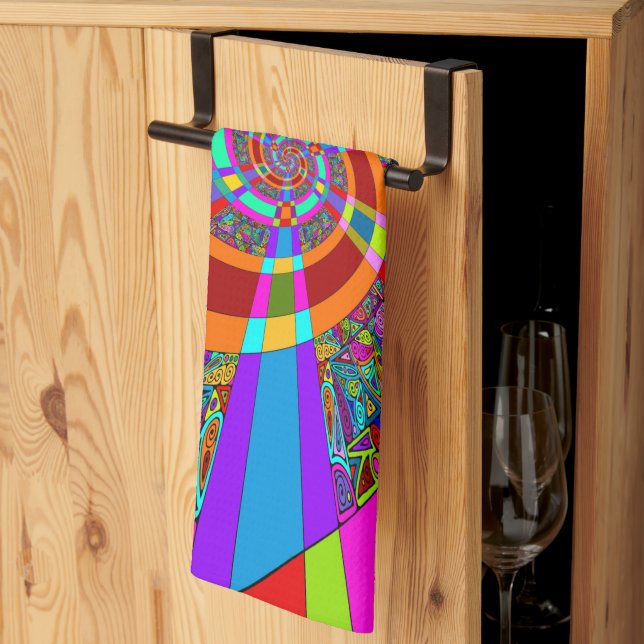 Hand And Digitally Painted Pattern Art 3 Tea Towel (Thirds Fold)