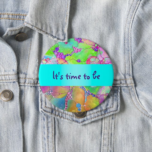 Hand And Digitally Painted Pattern Art 41 10 Cm Round Badge (In Situ)