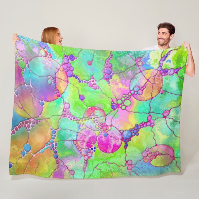 Hand And Digitally Painted Pattern Art 41 Fleece Blanket (In Situ)