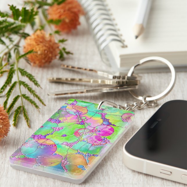 Hand And Digitally Painted Pattern Art 41 Key Ring (Front Right)
