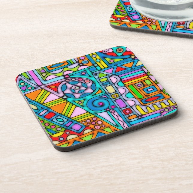 Hand And Digitally Painted Pattern Art 53 Coaster (Left Side)