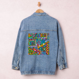 Hand And Digitally Painted Pattern Art 53 Denim Jacket