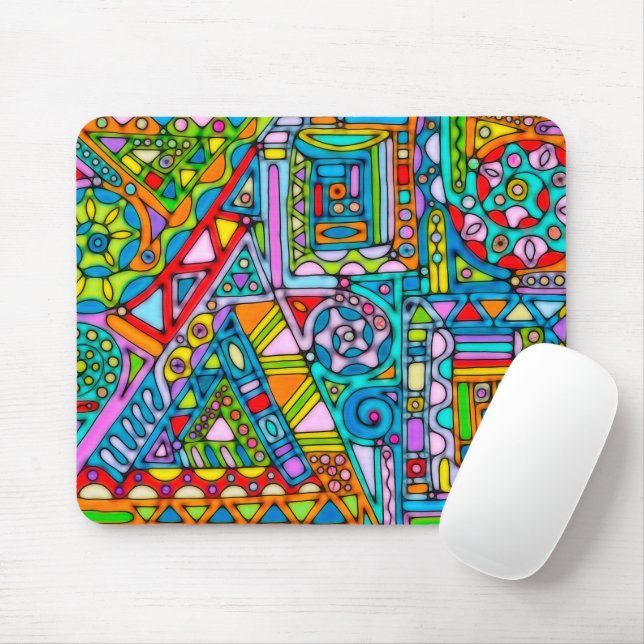 Hand And Digitally Painted Pattern Art 53 Mouse Mat (With Mouse)