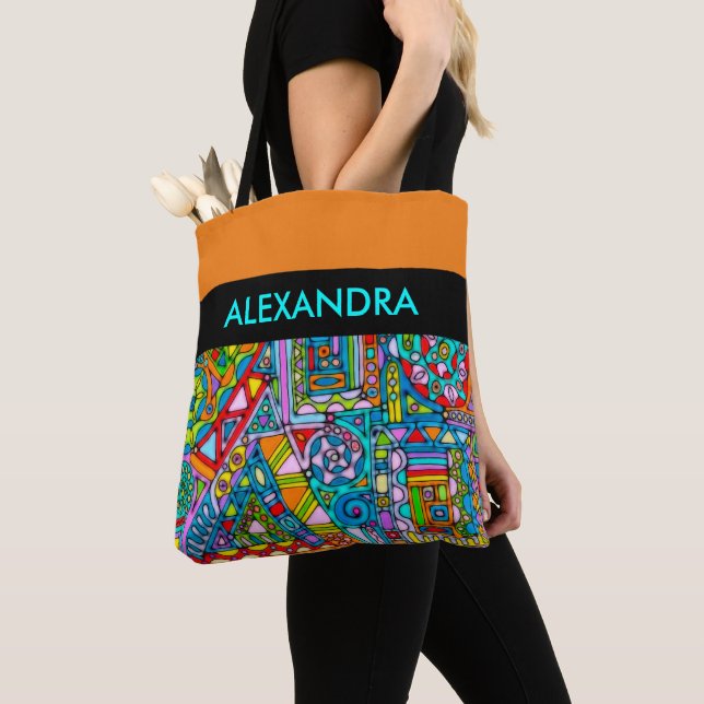 Hand And Digitally Painted Pattern Art 53 Tote Bag (Close Up)