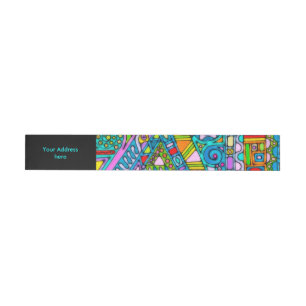 Hand And Digitally Painted Pattern Art 53 Wraparound Address Label