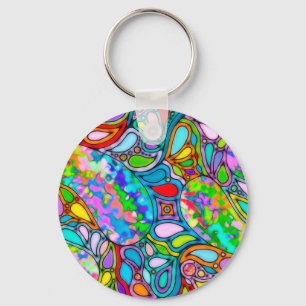 Hand And Digitally Painted Pattern Art 54 Key Ring