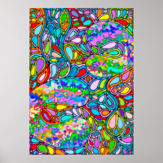 Hand And Digitally Painted Pattern Art 54 Poster (Front)