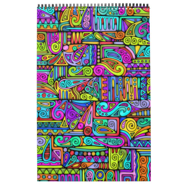 Hand And Digitally Painted Pattern Art 5 Calendar (Cover)