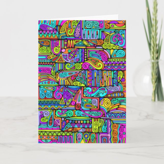 Hand And Digitally Painted Pattern Art 5 Card (Front)