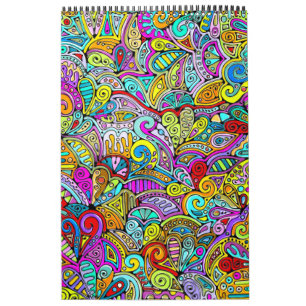 Hand And Digitally Painted Pattern Art 6 Calendar