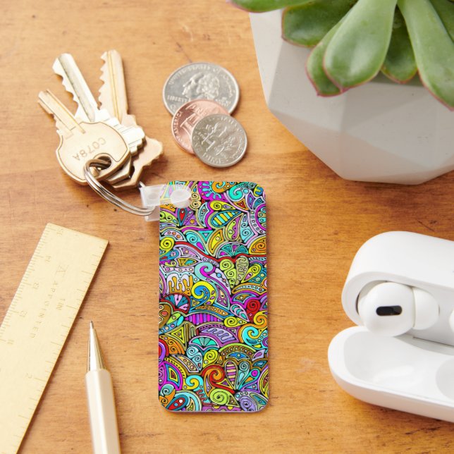 Hand And Digitally Painted Pattern Art 6 Key Ring (Desk)