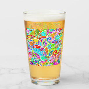 Hand And Digitally Painted Pattern Art 7 Glass