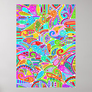 Hand And Digitally Painted Pattern Art 7 Poster