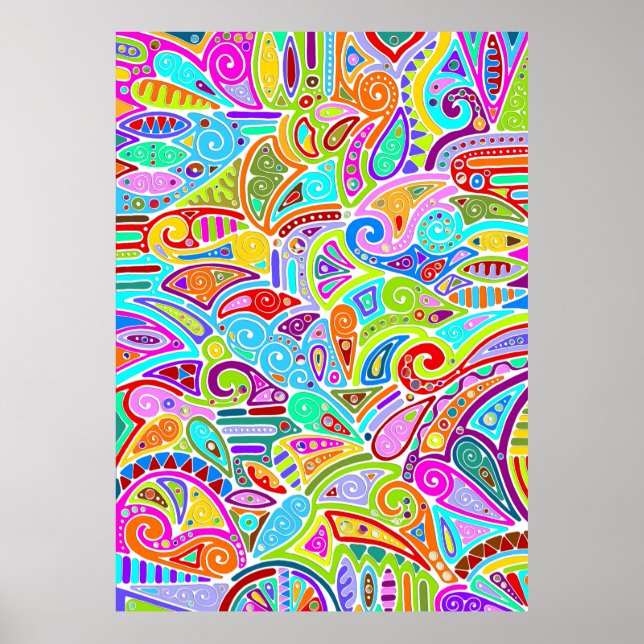 Hand And Digitally Painted Pattern Art 7 Poster (Front)