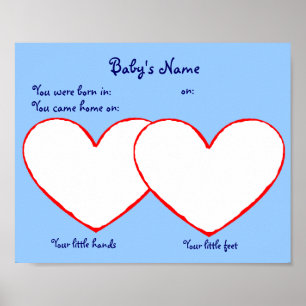 Hand and Foot Print poster for Adopted Child blue