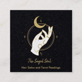 Hand and Moon Square Business Card