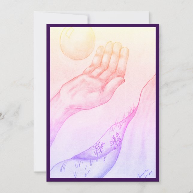 Hand and Spere? - Flat purple Invitation (Front)