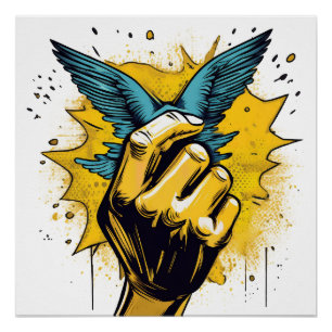 Hand and Wings – Bold and Expressive Pop Art Poster