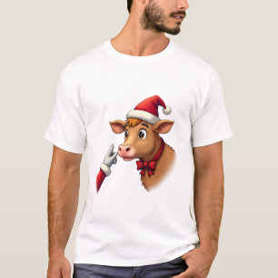 Hand Boop Christmas Highland Cow Santa Clause Farm T-Shirt