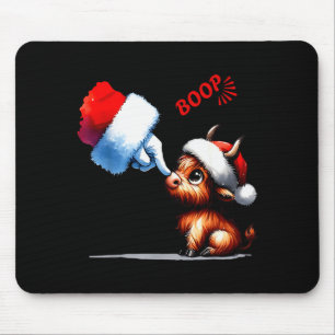 Hand Boop Christmas Highland Cow Santa Farmer Anim Mouse Mat