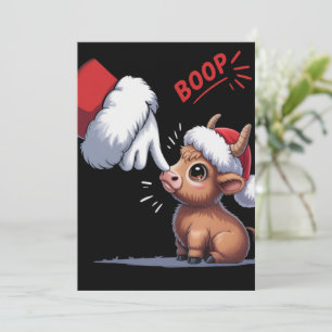 Hand Boop Christmas Highland Cow Santa Farmer  Holiday Card