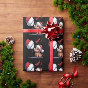 Hand Boop Christmas Highland Cow Santa Farmer Wrapping Paper