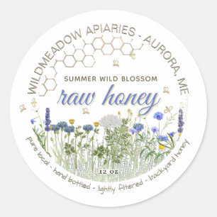 Hand Bottled Pure Local Raw Wildflowers with Bees  Classic Round Sticker