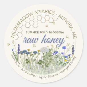 Hand Bottled Pure Local Raw Wildflowers with Bees  Classic Round Sticker