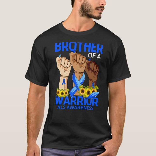 Hand Brother Of A Warrior Als Awareness Sunflower T-Shirt (Front)