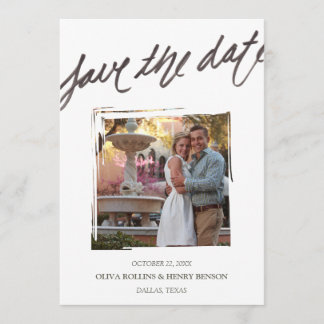 Hand Brush Lettering | Save the Date Photo Card