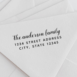 Hand Brush Script Family Name Return Address Self-inking Stamp