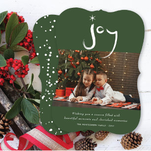 Hand Brushed Joy Calligraphy Star Christmas Photo Holiday Card