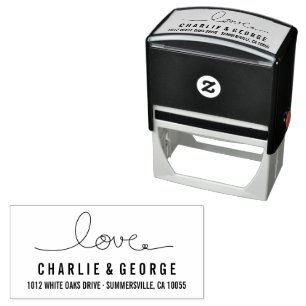 Hand Calligraphy Loopy Love String Modern Wedding Self-inking Stamp