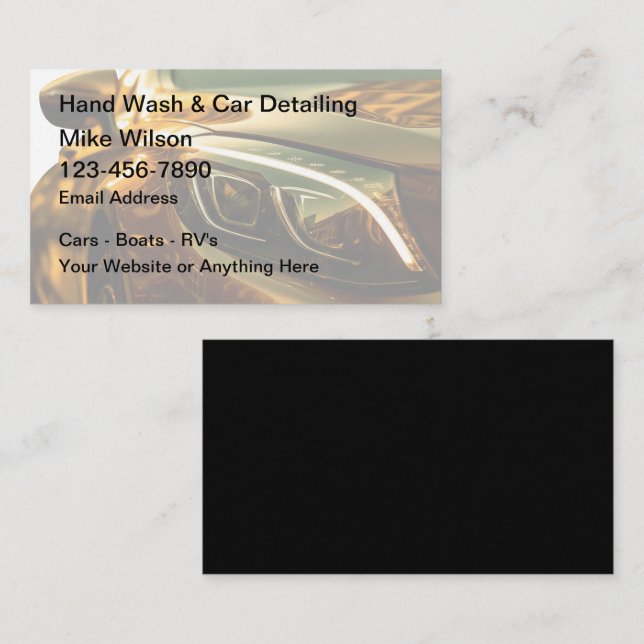 Hand Car Wash And Auto Detailing Business Cards (Front/Back)