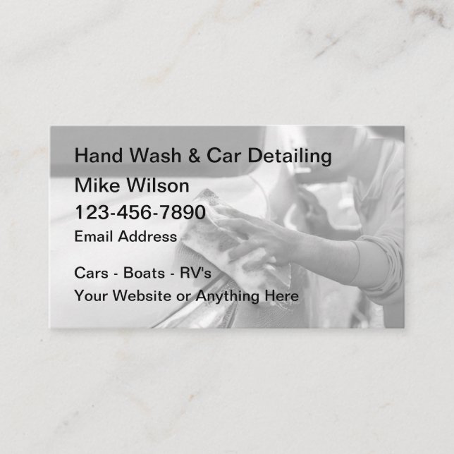 Hand Car Wash And Auto Detailing Business Cards (Front)