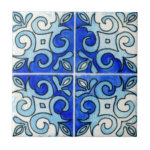 Hand Carved Tile Design 6 Painted in Watercolors