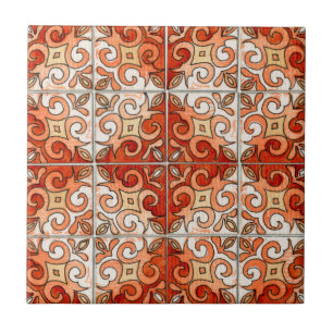 Hand Carved Tile Design Painted in Watercolors