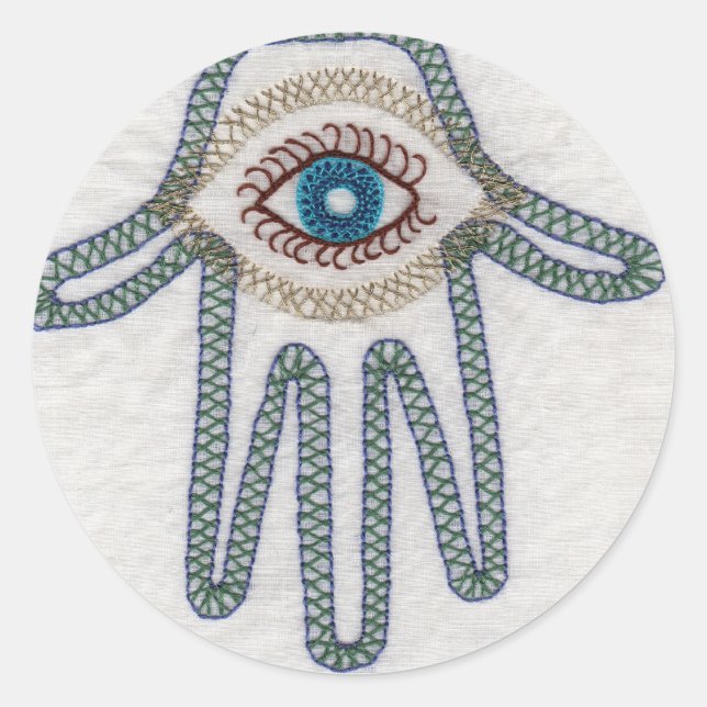 hand classic round sticker (Front)