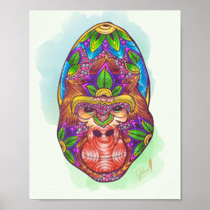 Hand-Colored Gorilla Poster