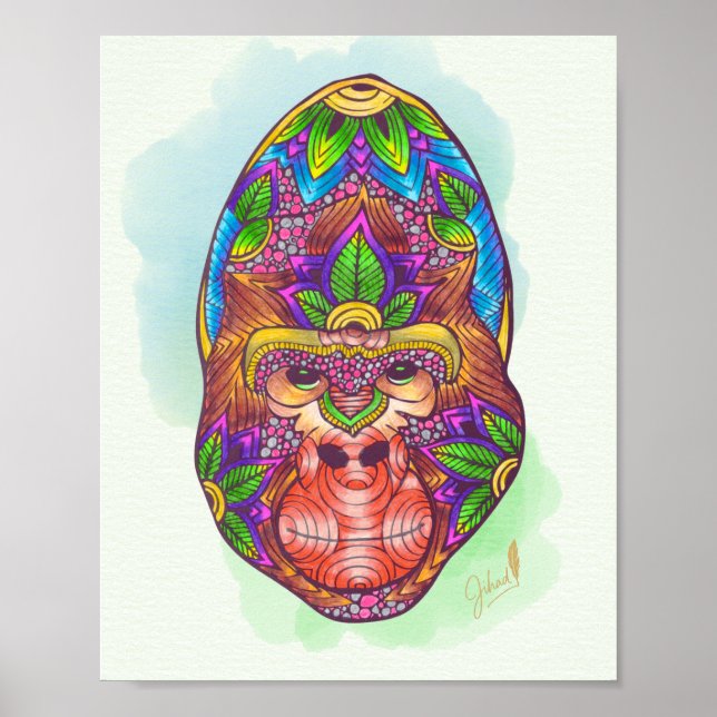 Hand-Coloured Gorilla Poster (Front)