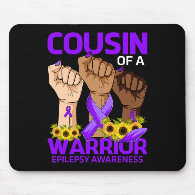 Hand Cousin Of A Warrior Epilepsy Awareness Sunflo Mouse Mat (Front)