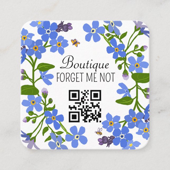 Hand crafted Business Card custom CR Code Floral (Front)